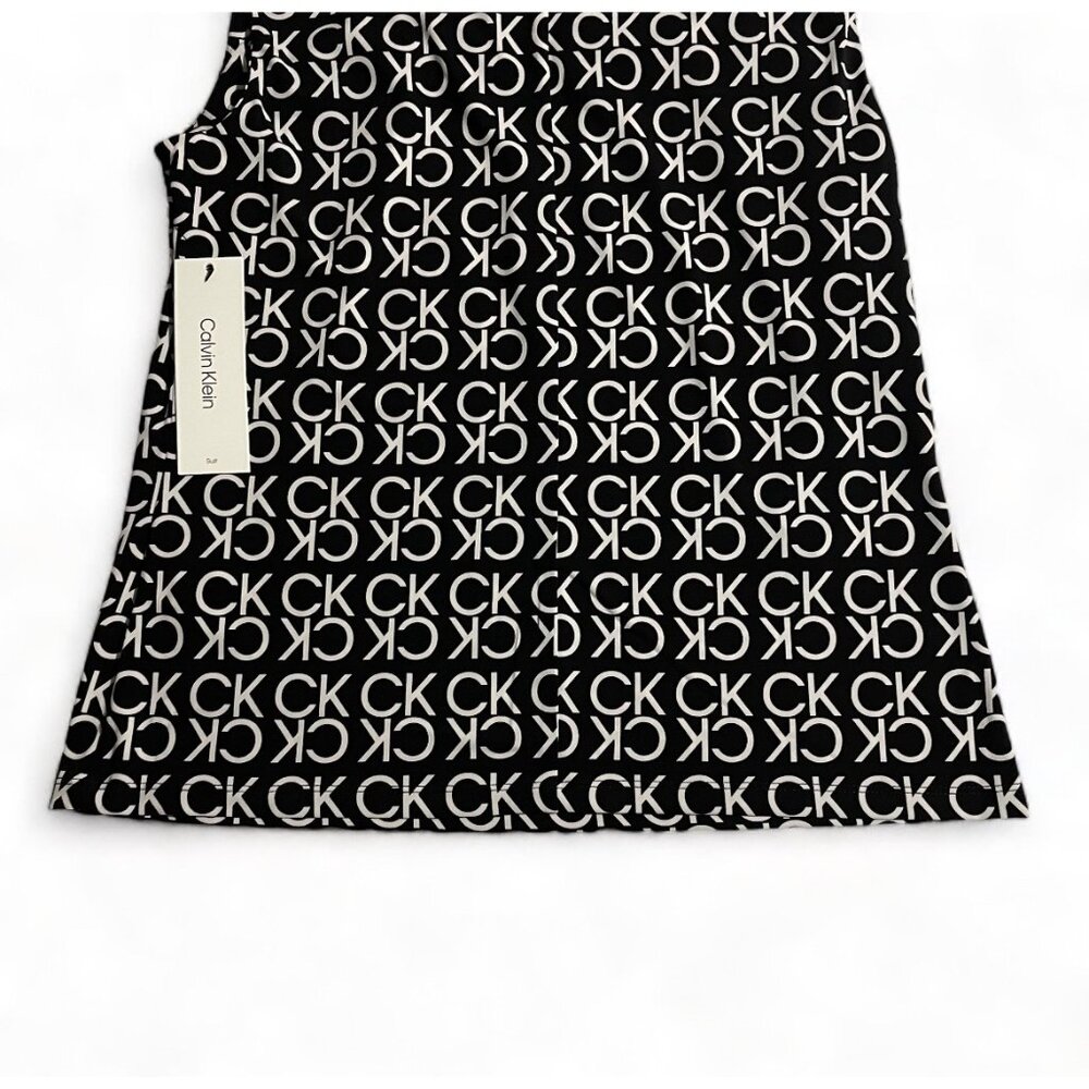 Calvin Klein Black & White Sleeveless Logo Top – Women’s Size M - Picture 9 of 11